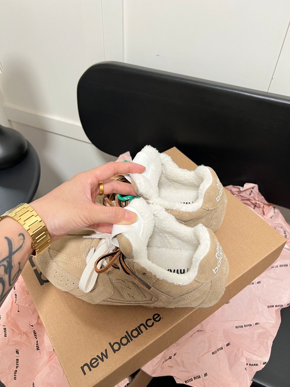 New Balance Miu Miu Beige Winter Ecru Shearling