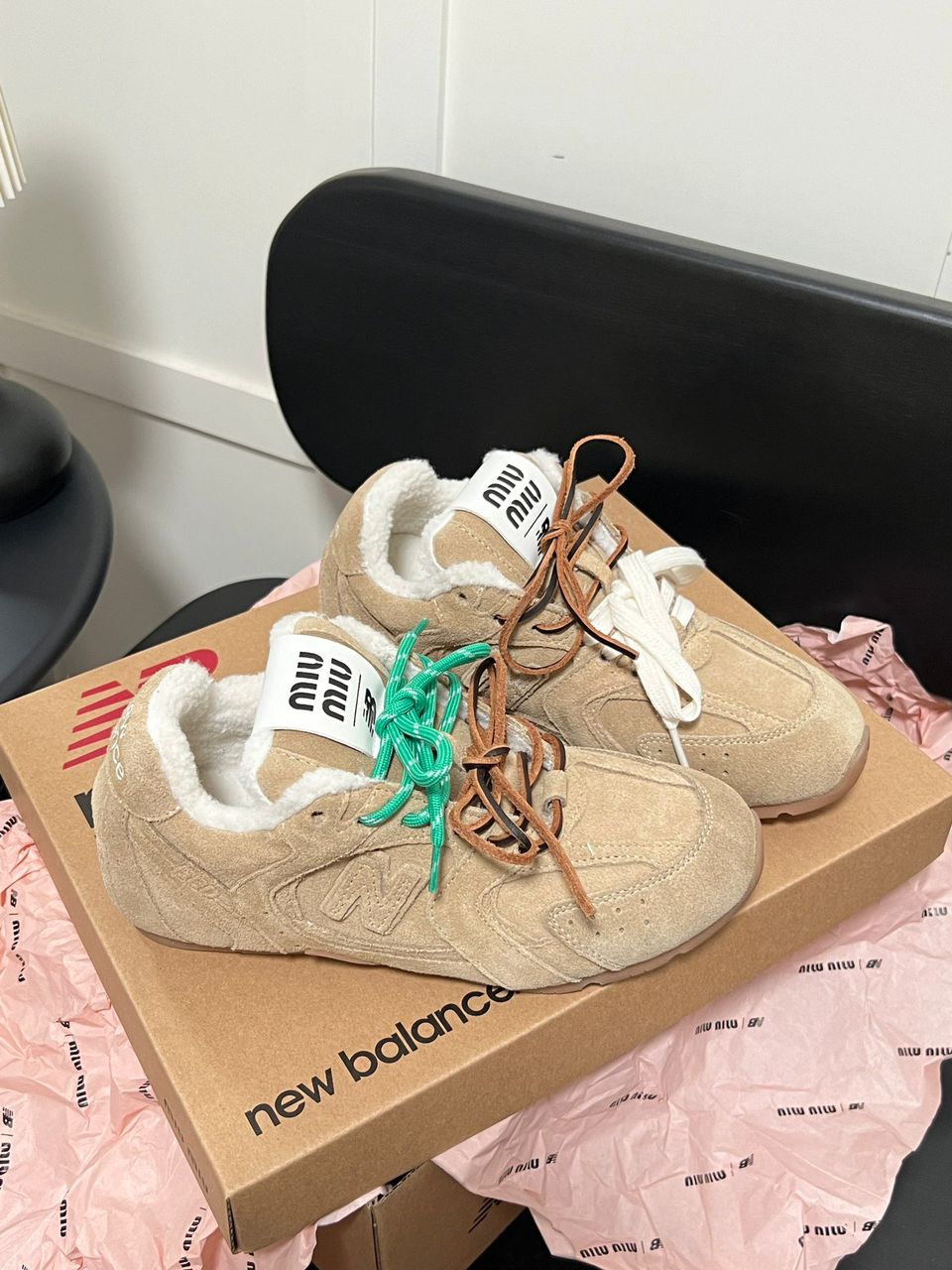New Balance Miu Miu Beige Winter Ecru Shearling