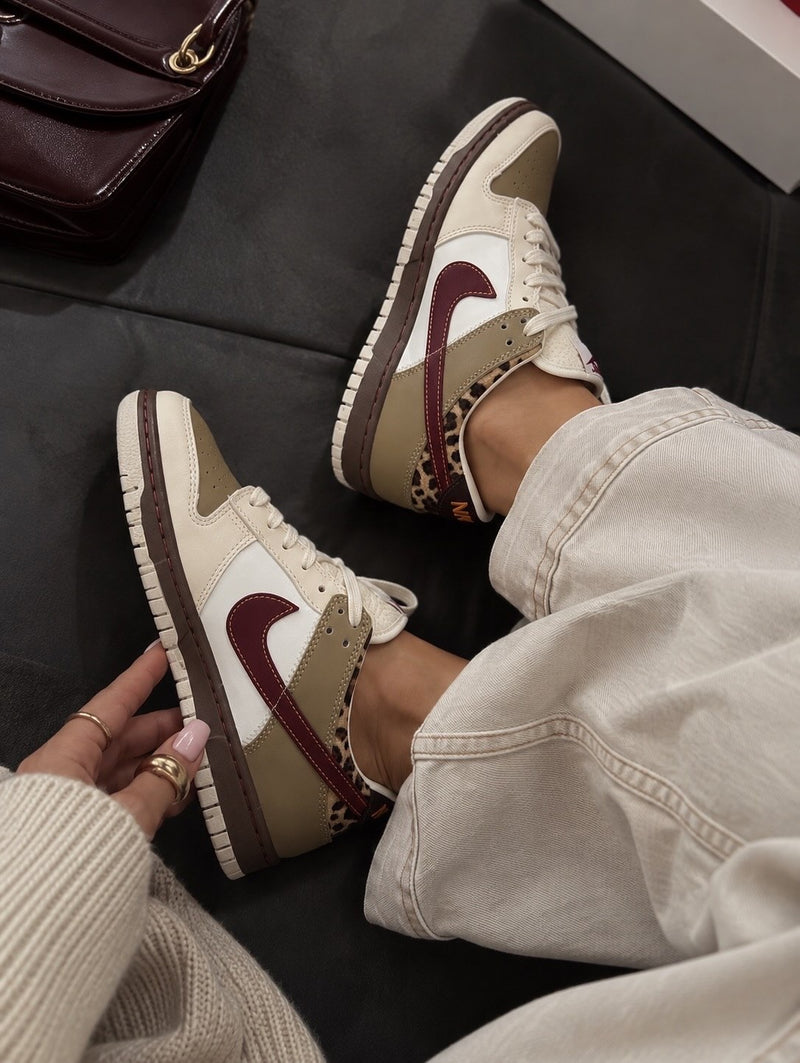 Nike Dunk Low Retro Khaki Team Red Pearl White