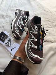 Salomon XT-6 chocolate, top view with Quicklace lacing